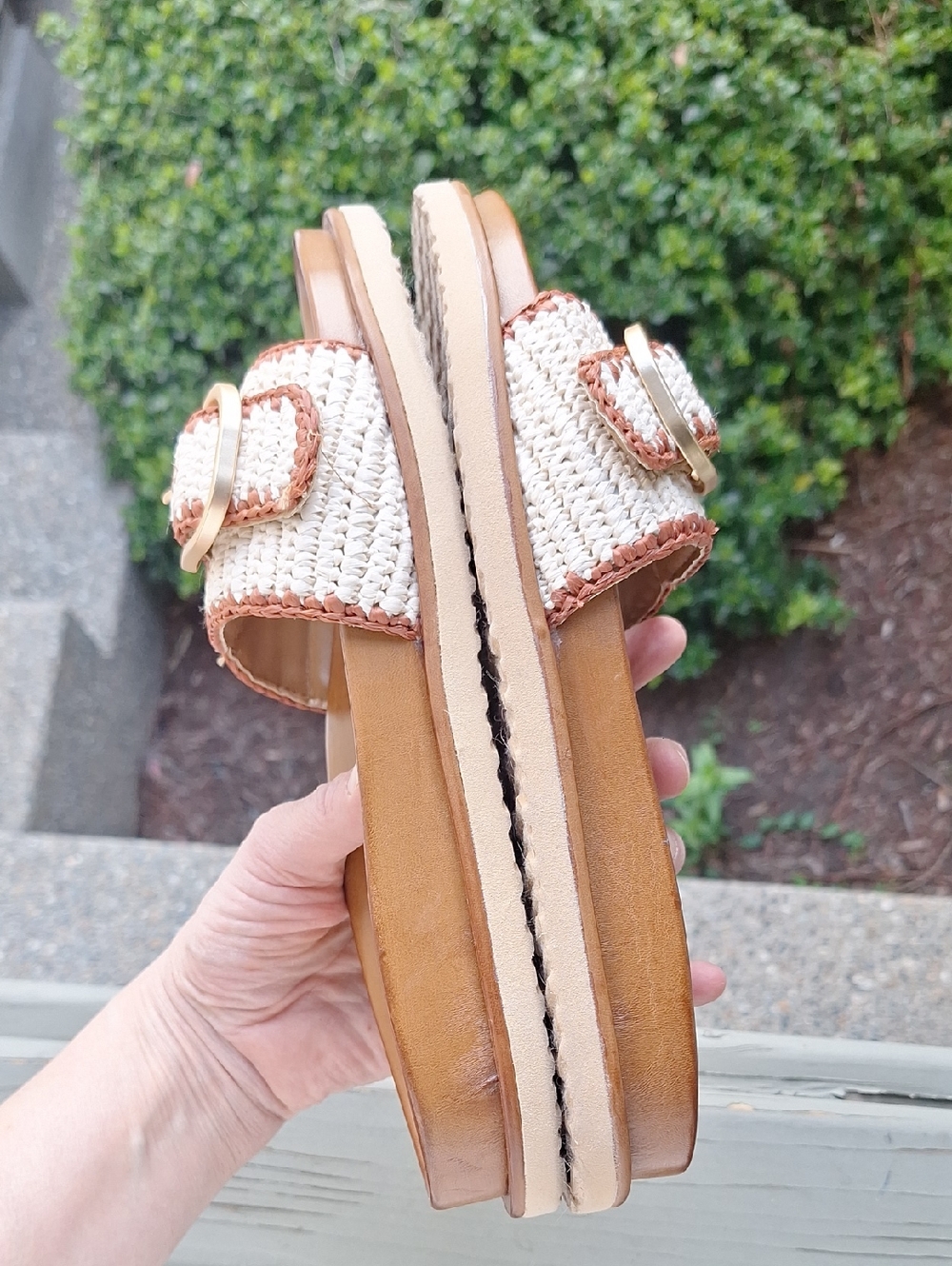Steve Madden Memphis Raffia Buckle Slide Sandals Size 10 - Picture 7 of 9